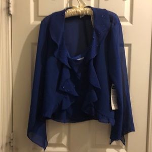 2 piece royal blue sparkle tank n long sleeve top